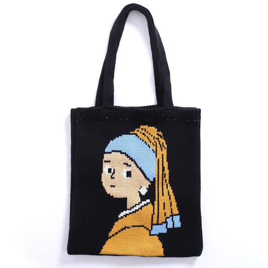 Bolso tote de punto La chica de la perla
