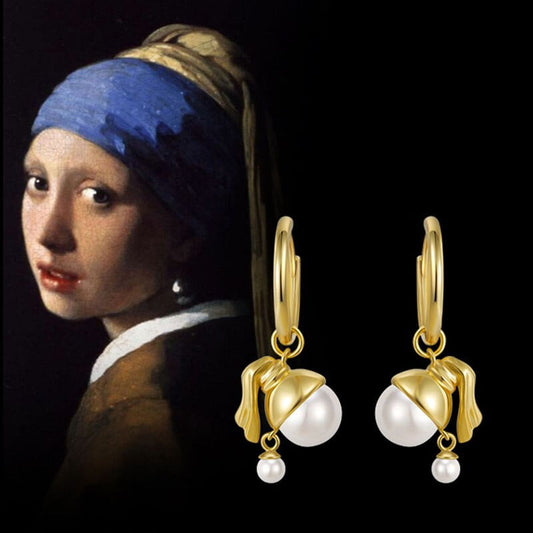 Pendientes vintage chica con una perla