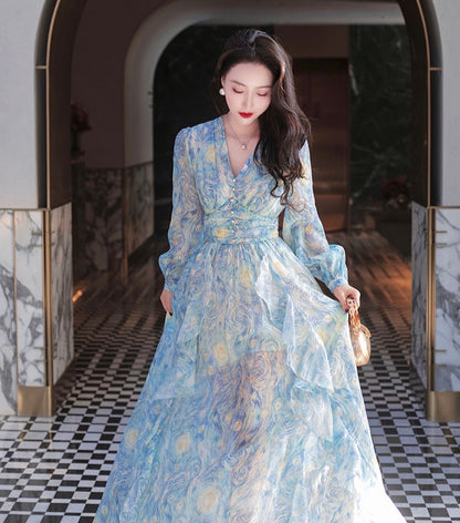 Vestido largo de ensueño noche estrellada 