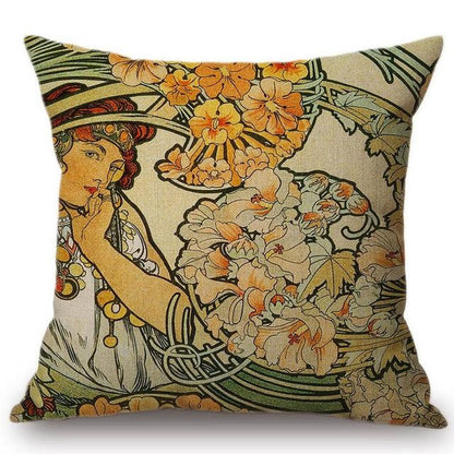 Cojín Alphonse Mucha Ilustraciones