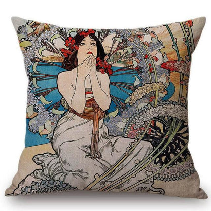 Cojín Alphonse Mucha Ilustraciones