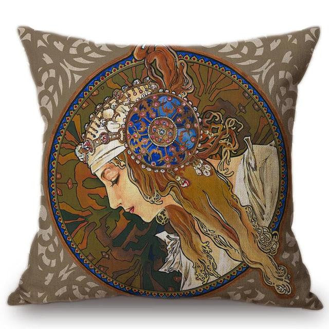 Cojín Alphonse Mucha Ilustraciones