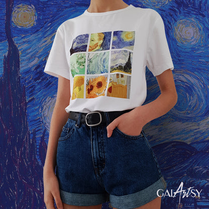 Rejilla cuadros Van Gogh - Camiseta unisex