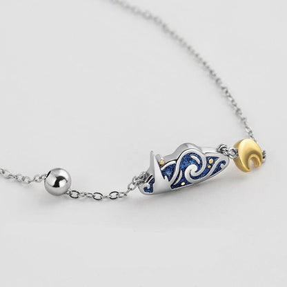 Collar inspirado en la noche estrellada de Van Gogh 