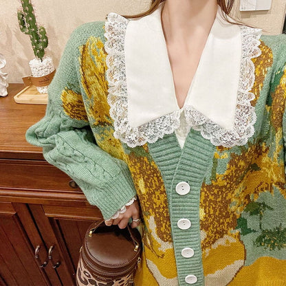 Suéter de punto tipo cárdigan vintage de Van Gogh